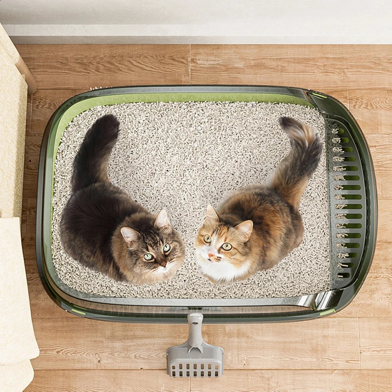 Cat Litter Box Thickening Cat Sandbox High Side Semi-enclosed Splashproof Cats Tray Toilet Cleaning Basin Supplies with Scoop 250120