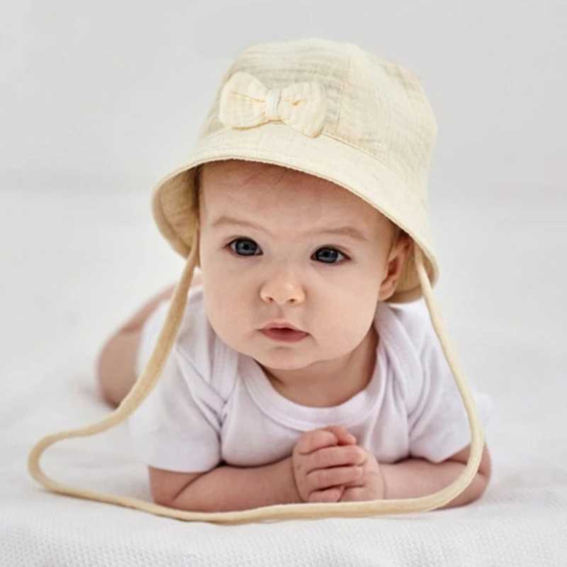 Baby Cotton Bucket Hat New Children Sunscreen Outdoor Caps Boys Girls Print Panama Hat Unisex Beach Fishing Hat For 3-12 Months M250121