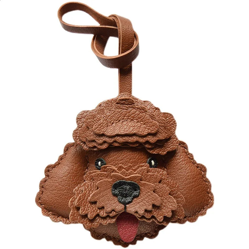 Handmade Leather Teddy Dog Keychain Bag Pendant 250121