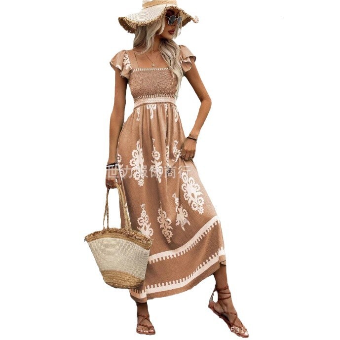 2025 Spring/summer New Women's Designer Vacation Style Printed Lace Up Sexy Dress Beach Skirt