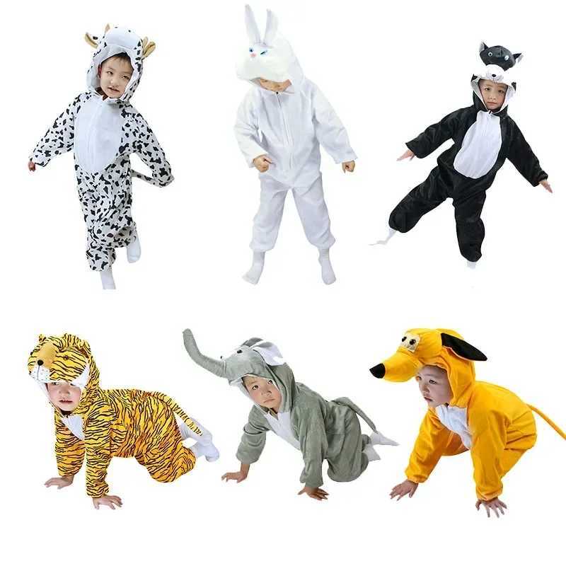 Halloween Kids Cosplay Animal Costumes Children Tiger Leopard Pig lion Rabbit Elephant Dinosaur monkey Onesies Girl Boy Siamese W250117