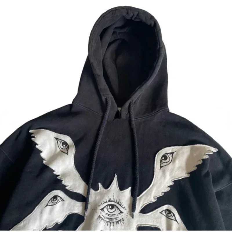 American Y2K vintage hoodies gothic pattern zip up hoodie winter womens hip hop long sleeve coats loose hooded sweatshirt W250117