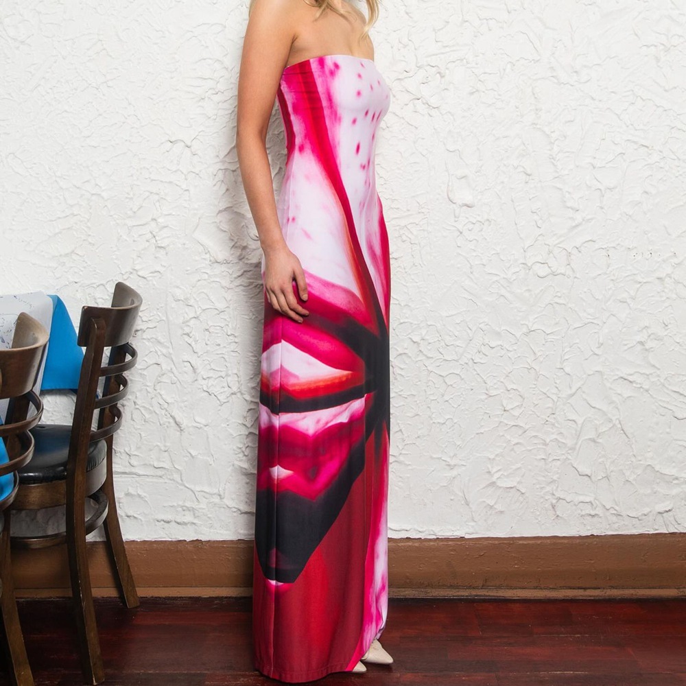 Women's Clothing 2025 Summer New Print Sexy Strapless Waist Bag Hip Dress Long Beach Skirt