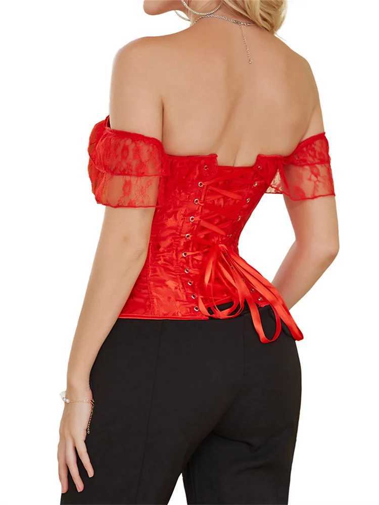 Vintage Corset Women Lace Flounce Slim Waist Fishbone Bandage Bustiers for Wedding Party Dress Shaping Top Harajuku W250120