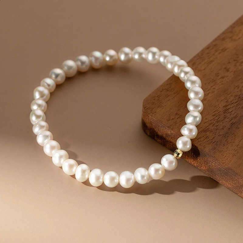 INZATT Real 925 Sterling Silver Pearl Geometric Chain Charm Beaded Bracelet for Women Cute Fine Jewelry Minimalist Accessories 250121