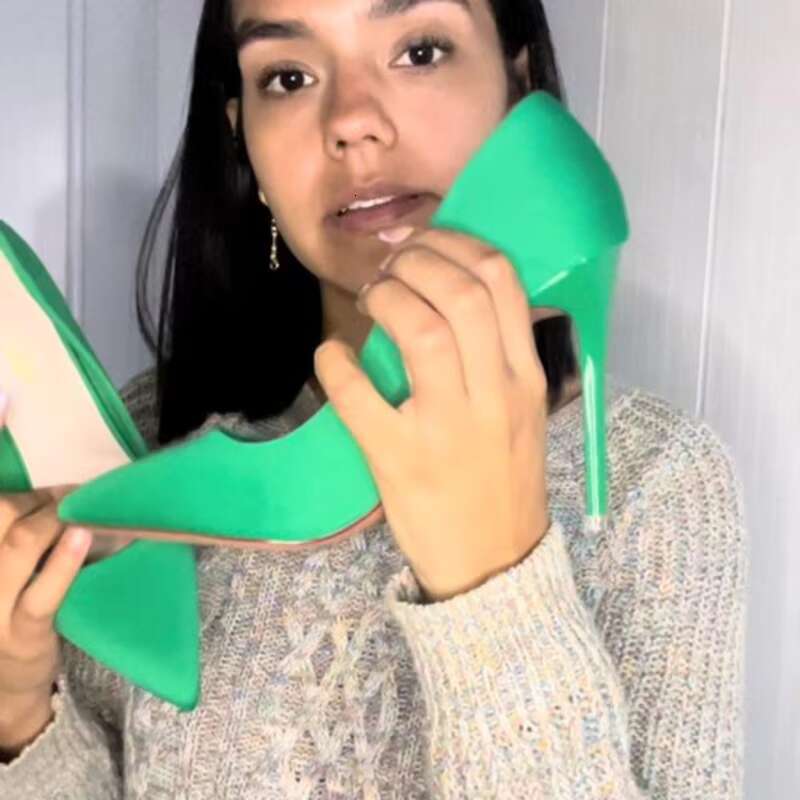 Women 7.5cm 10.5cm High Scarpins Silk Pumps Lady Green Purple Red Fetish Wedding Bridal Mid Low Heels Evening Party Shoes
