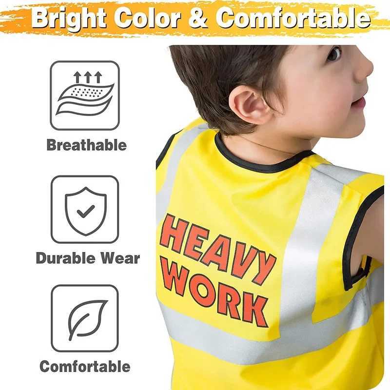 5PC Kids Construction Worker Costume Toddler Worker Career Dress Up Vest Maintenance Worker Playset Best Gift for Kids W250117