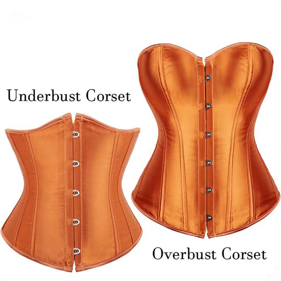 Corset Top Bustier For Women Overbust Satin Sexy Lace Up Vintage Style Plus Size Orange Simple And Adjustable Shapewear 1PC W250120