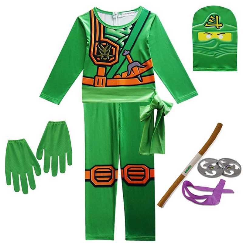 High Quality Anime Clothes Fancy Party Dress Up Halloween Costume for Kids Ninja Superhero Cosplay Jumpsuit Set with Mask W250117