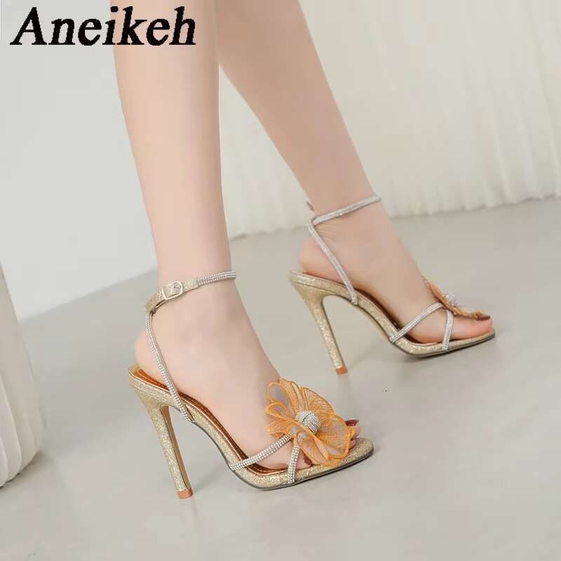 Aneikeh Summer Fashion Crystal wer Open Toe Rhie High Heels Gladiator Sandal Female Elegant Women Wedding Prom Shoes
