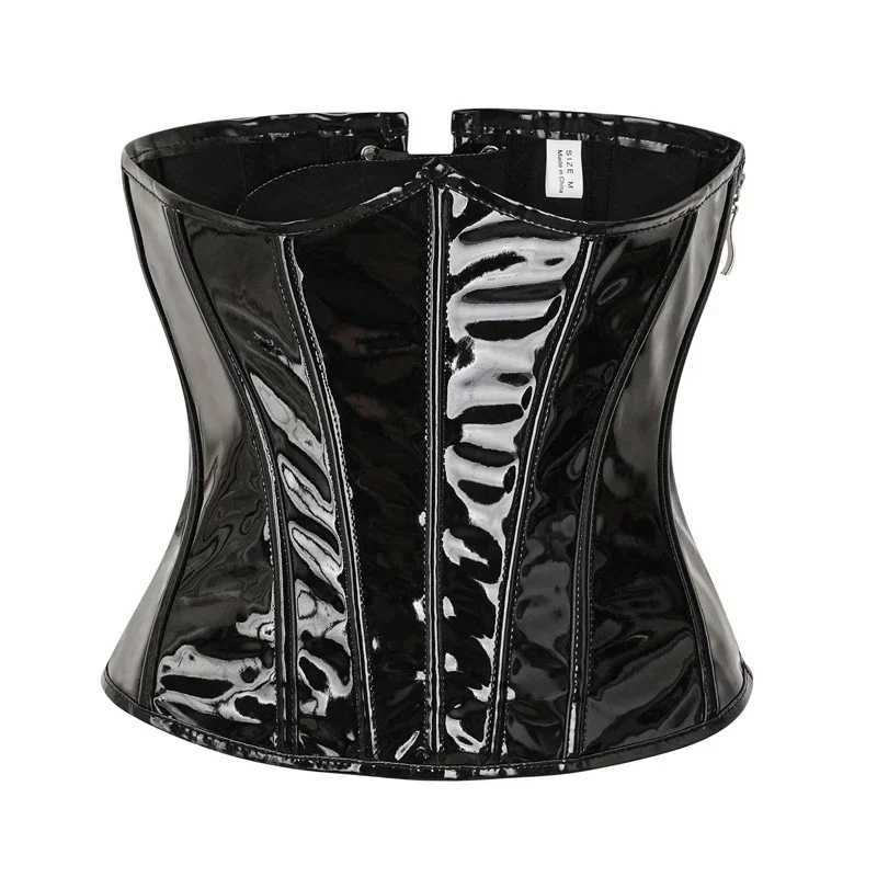 PVC Corset Top for Women Gothic Underbust Bustier Black Red PU Leather Waist Cincher Corselet Steampunk Corset Lace up Zipper W250120
