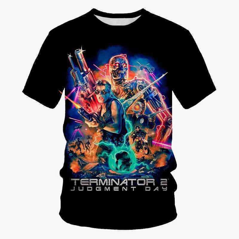 Summer Terminator Classic Movie 3D Printed T-shirt Mens Short Sleeve T-shirt Street Clothing Harajuku Y2k Top T-shirt Childrens Clothing W250117