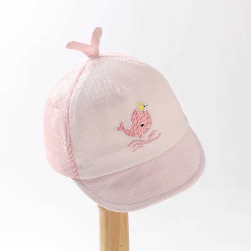 Summer Cute Cartoon Whale Newborn Baseball Cap Cotton Baby Boy Snapback Caps Adjustable Mesh Sun Hat for Girls 0-6M M250121