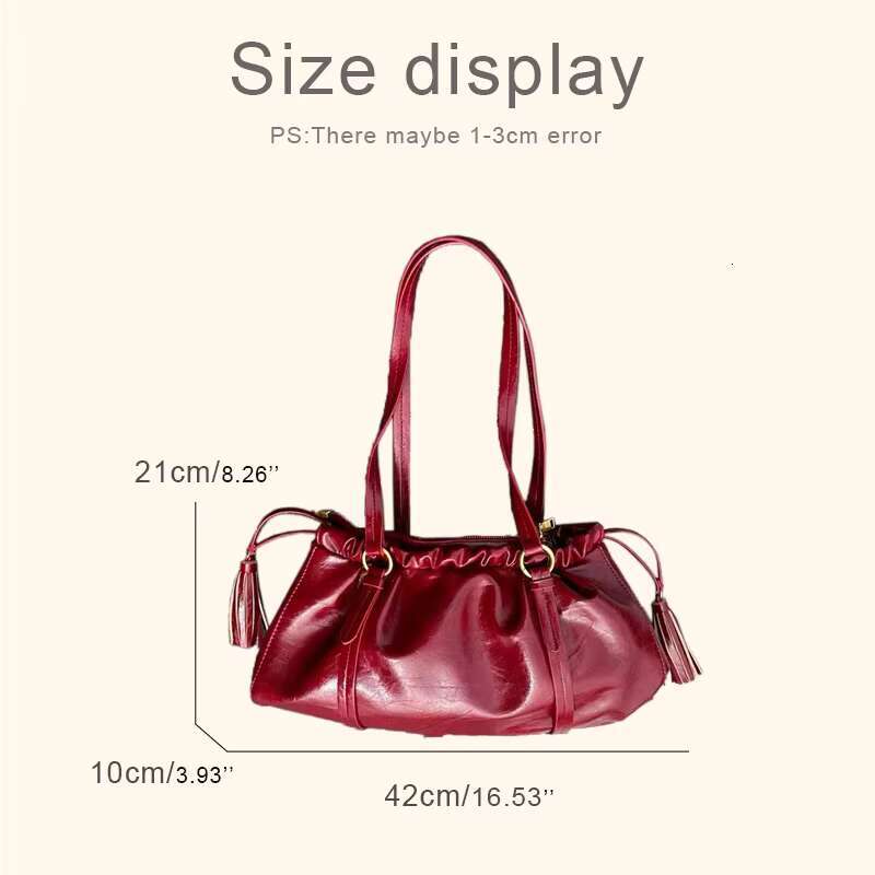 England Style Vintage Bags For Women Designer Handbags And Purses 2024 New In PU Oil Wax Leather Ruffle Underarm Shoulder