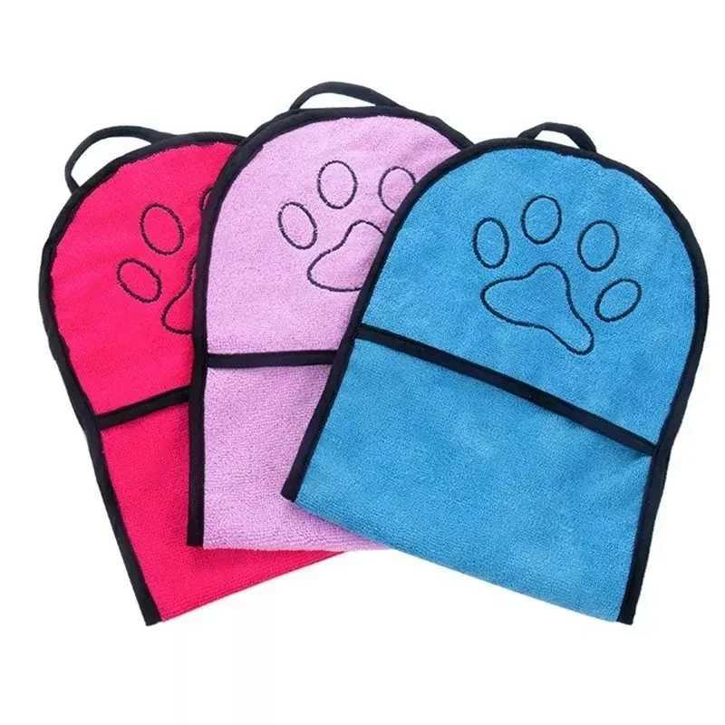 New Pet Bath Towel Microfiber Hand Wipe Cats Dog Towel Bath Robe Soft Fiber Absorbent Cleaning Washcloth Quick Drying Hair M250118