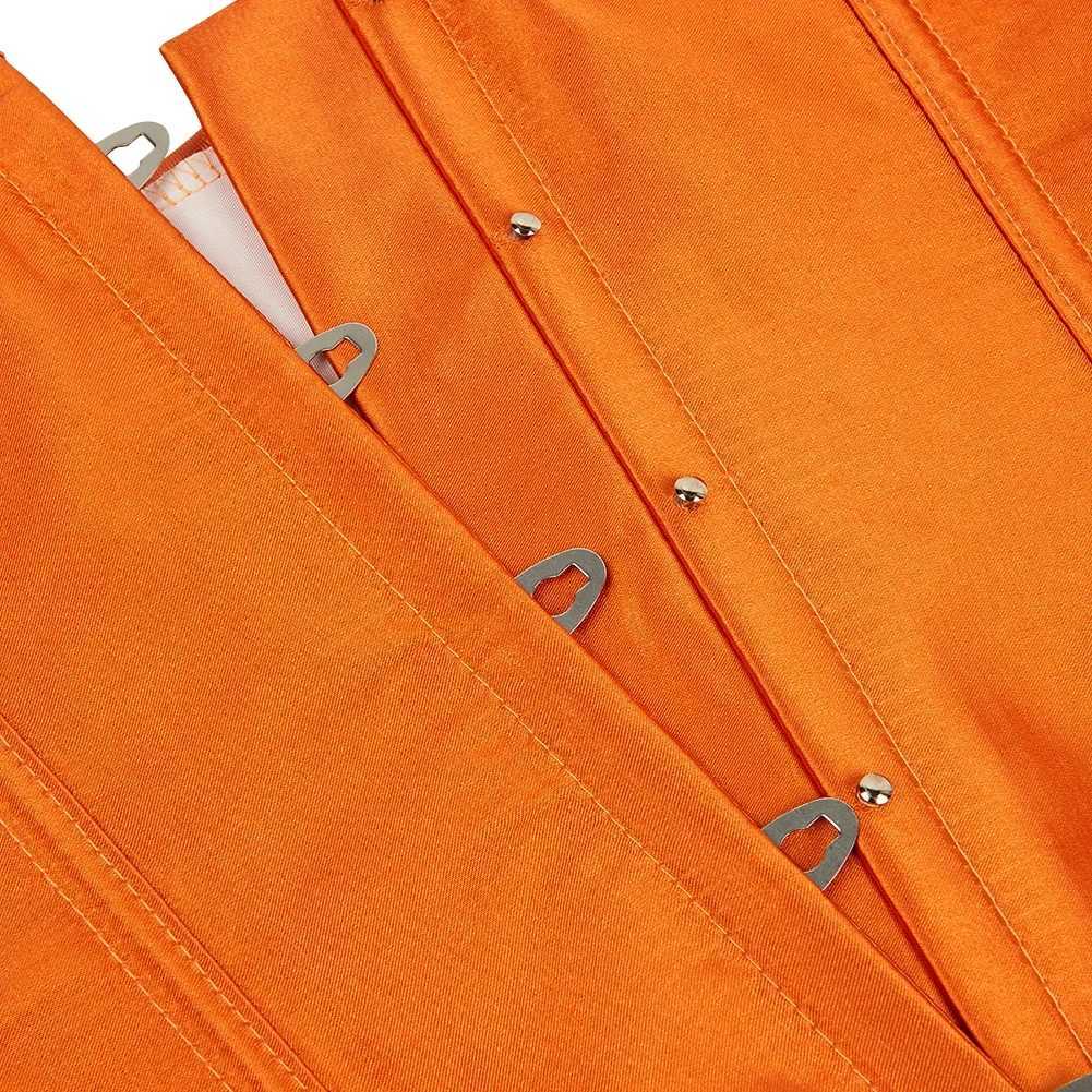 Corset Top Bustier For Women Overbust Satin Sexy Lace Up Vintage Style Plus Size Orange Simple And Adjustable Shapewear 1PC W250120