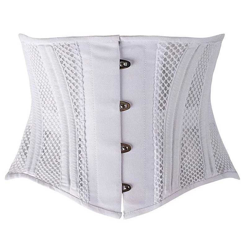 Women Sexy Underbust Corset Gothic Steampunk Bustiers Bride Waist Trainer Body Shaper Steel Boned Breathable Mesh Slimming Belt W250120