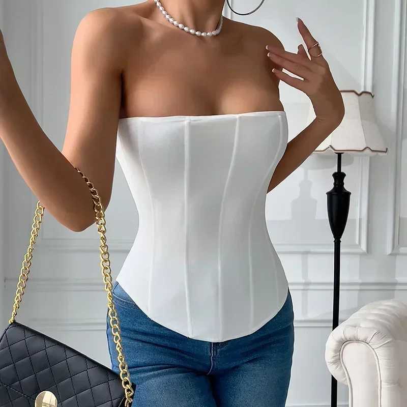 CHUANGERM Sexy Corset Top Solid Color Sleeveless S-neck Backless Bandage Women Push Up Hourglass Body Shaper Bustier Lingerie W250120