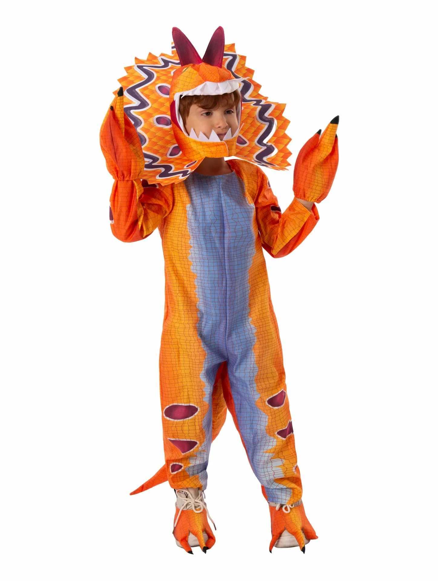 2021 Kids Triceratops Dinosaur Costumes Girls Boys Halloween Cosplay Children Dino Pretend Game Party Role Play Dress Up Gifts W250117