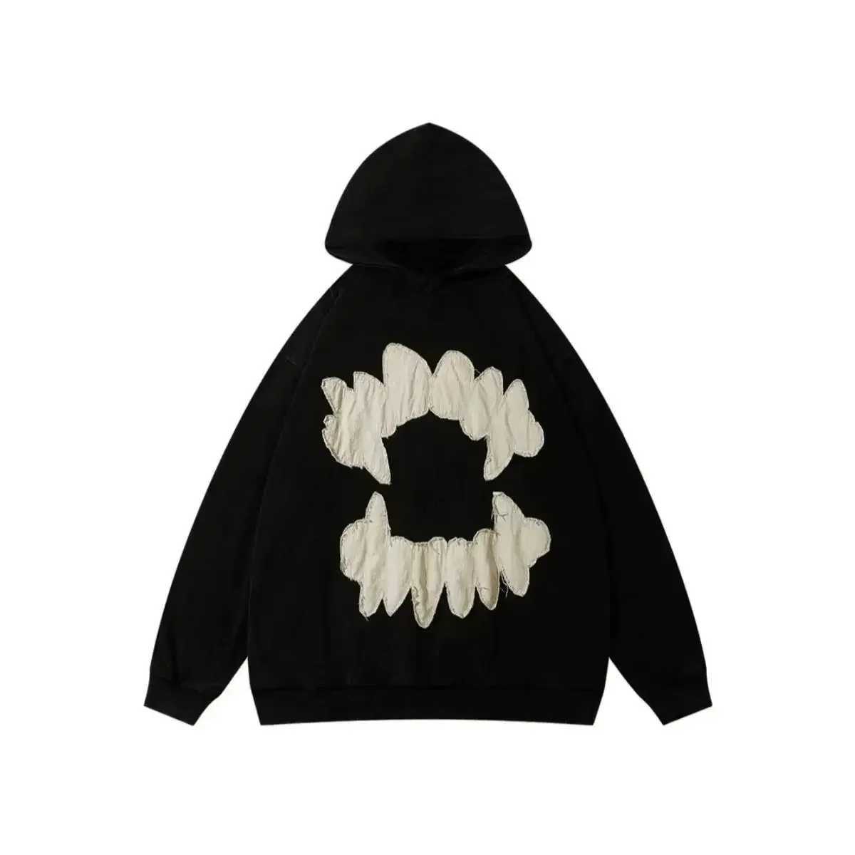 Mens and womens retro hooded sweatshirts streetwear Hiphopetro embroidery patchwork Y2K fashion loose fit sweatshirts W250117