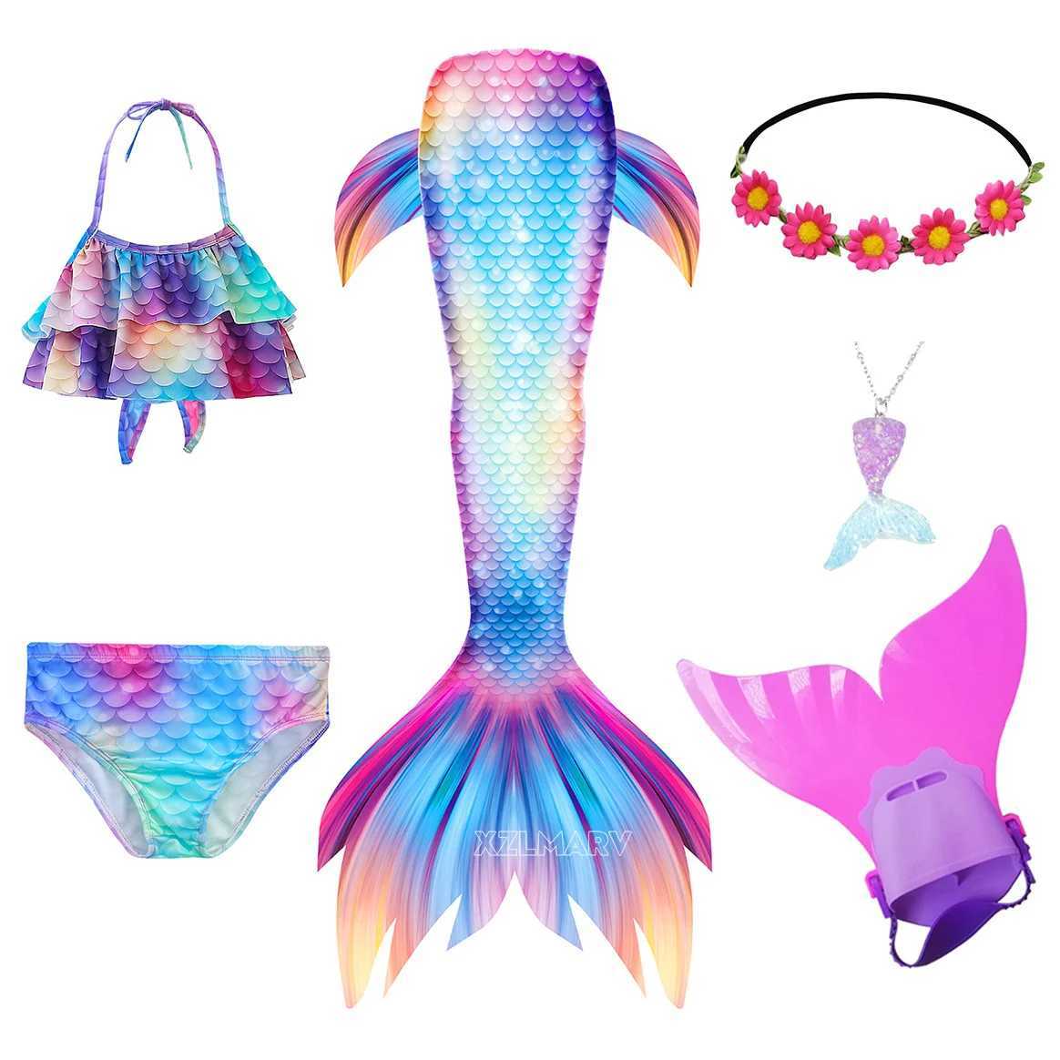 Mermaid costume for children mermaid tail swimming can be added. Single finned girl childrens mermaid costume role-playing birthday gift W250117