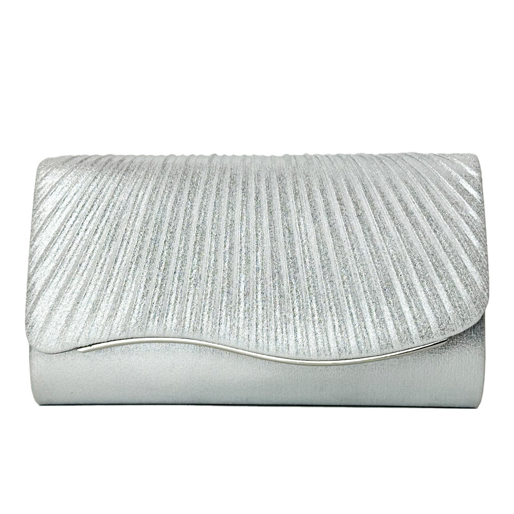 Current Batch Of Fashionable Bags, Simple Wrinkled Hand-Held Bag, Metal Wave Iron Wire Banquet Bag