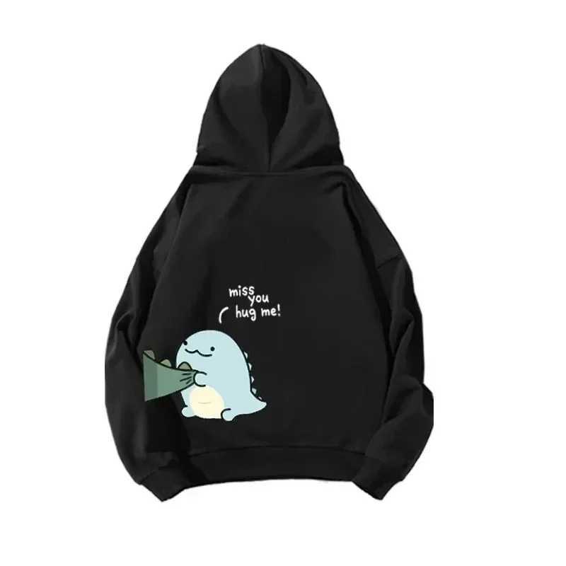 Unisex Tops Spring Autumn Men Women Pullovers Couple Hooded y2k Clothes Funny Dinosaur Print Hoodies Long Sleeve Sweatshirt W250117