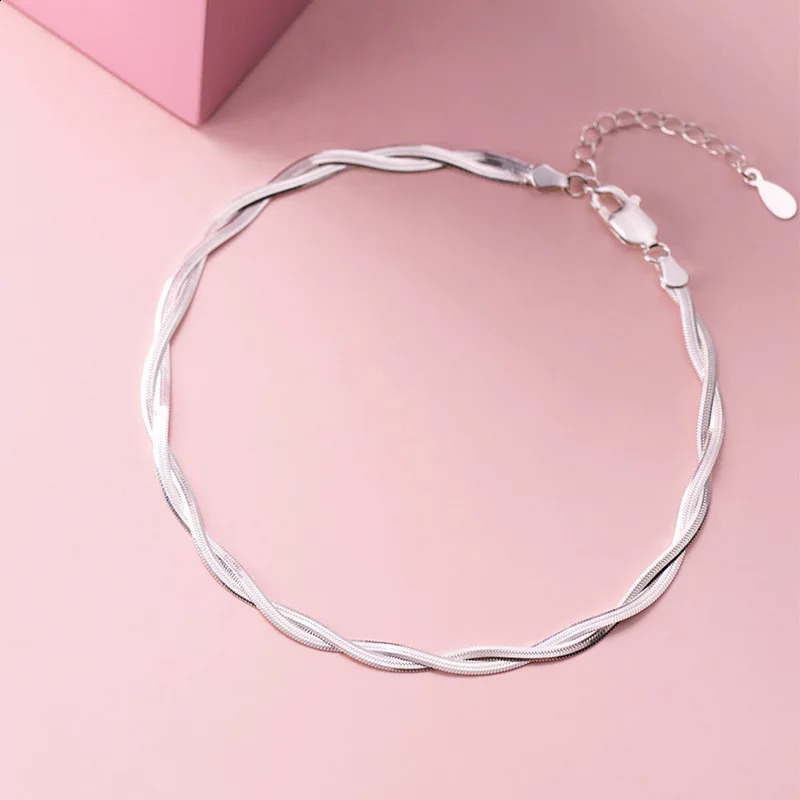 MIQIAO Womens Double layer Snake Chain Foot Bracelet 925 Pure Silver Foot Jewelry Fashion Rose Gold Color Decoration Platform 250110