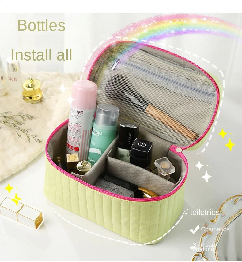 Fashionable and Practical Grid Cosmetic Organizer Bag for Traveling 250120