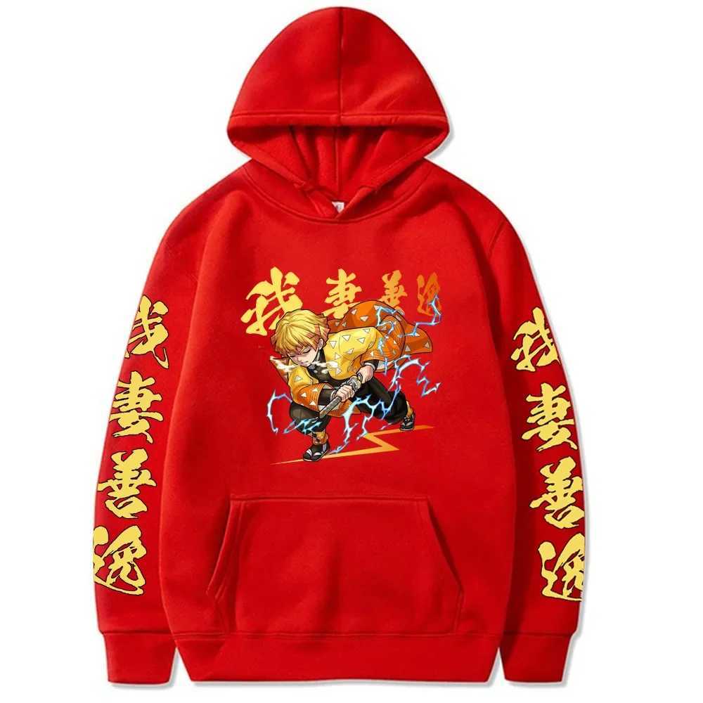 Japanese anime demon killer mens and womens hoodies Kamado Agatsuma Zenitsu printed hoodie Y2k Plus size sweatshirt unisex streetwear W250117