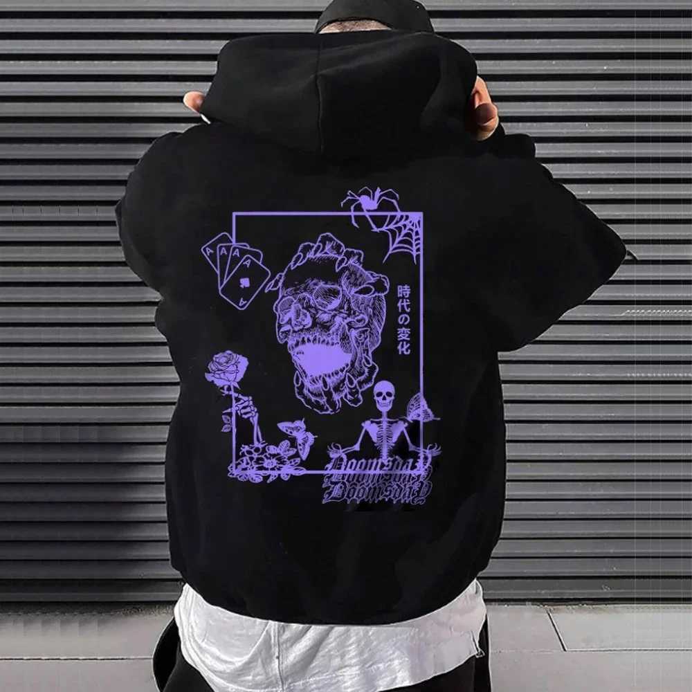 Gothic Pullover Autumn Winter Fleece Hoodies Mens Womens Fashion Letter Loose Hooded Long Sleeve Sweatshirt Hip Hop Streetwear W250117