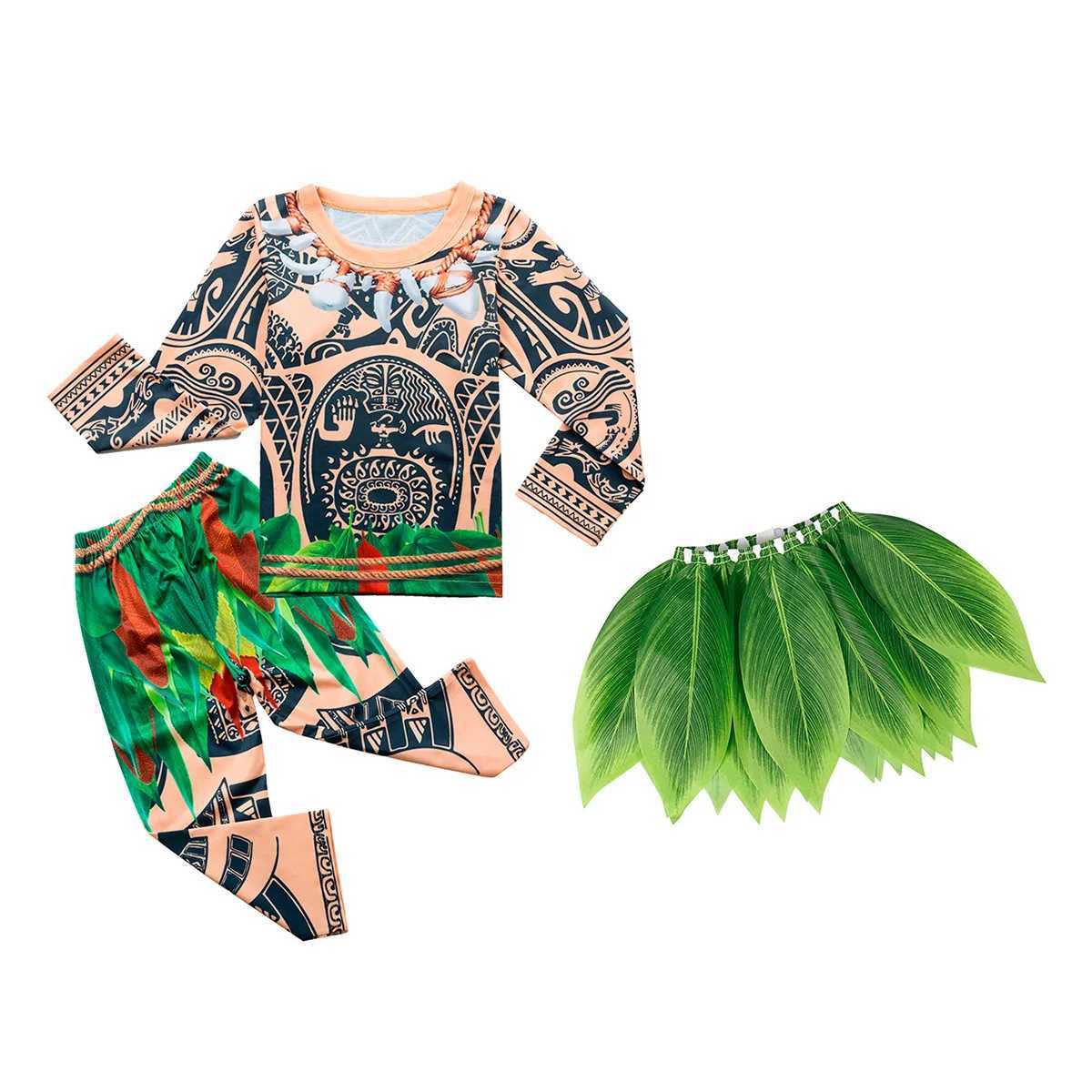 Kids Halloween Maui Tattoo Costume Party Cosplay Pacific Princess Dress Anime Cartoon Role Play Outfits W250117