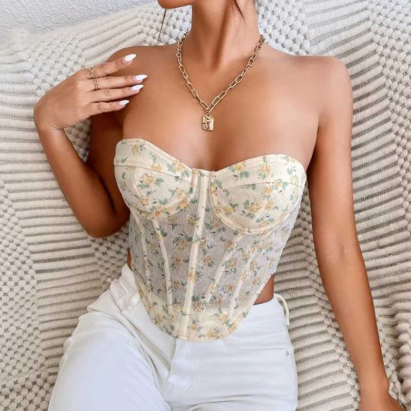 CHUANGERM Sexy Corset Hottie Mesh See Through Slim Crop Top Sleeveless Drawstring V-neck Backless Bandage Hourglass Body Shaper W250120