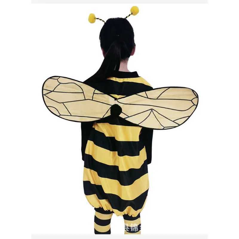 Bee Costume Kids Halloween Cosplay Set Bee Dress with Wings Heandband Leg Sleeves and Hair Hoop for Stage Show Dress Up W250117