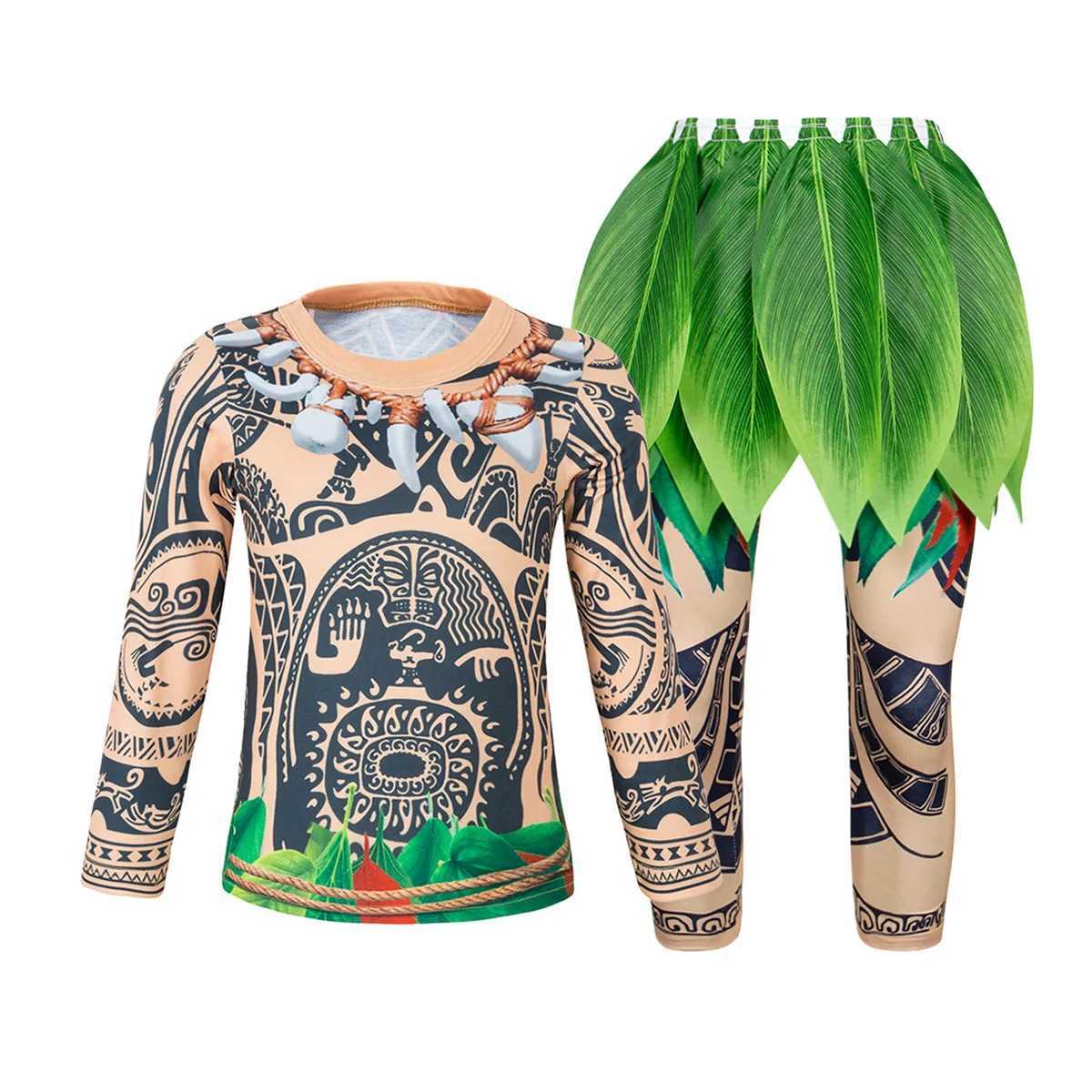 Kids Halloween Maui Tattoo Costume Party Cosplay Pacific Princess Dress Anime Cartoon Role Play Outfits W250117