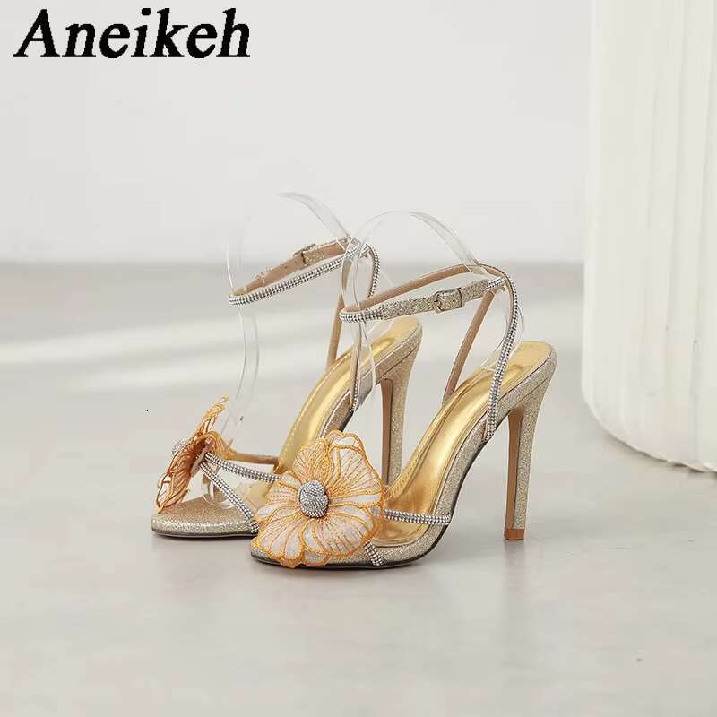 Aneikeh Summer Fashion Crystal wer Open Toe Rhie High Heels Gladiator Sandal Female Elegant Women Wedding Prom Shoes