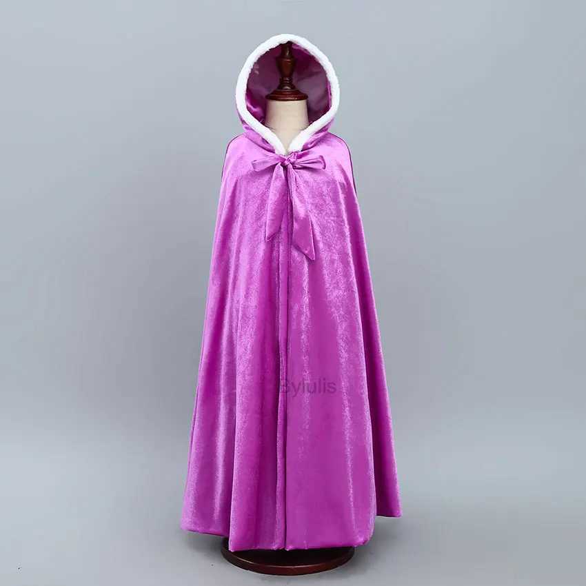 Girl Cinderella Rapunzel Coat Princess Anna Aurora Velvet Cosplay Costume Fancy Fairy Cinderella Long Cloak Hooded Corduroy Cape W250117