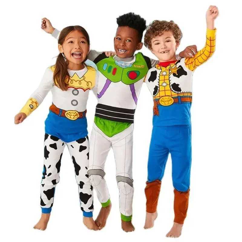 Boys Costumes Anime Cartoon Woody and Buzz Lightyear Cosplay Costume Boy Girl Sweatshirt and Pants Pajama Set 2-piece W250117