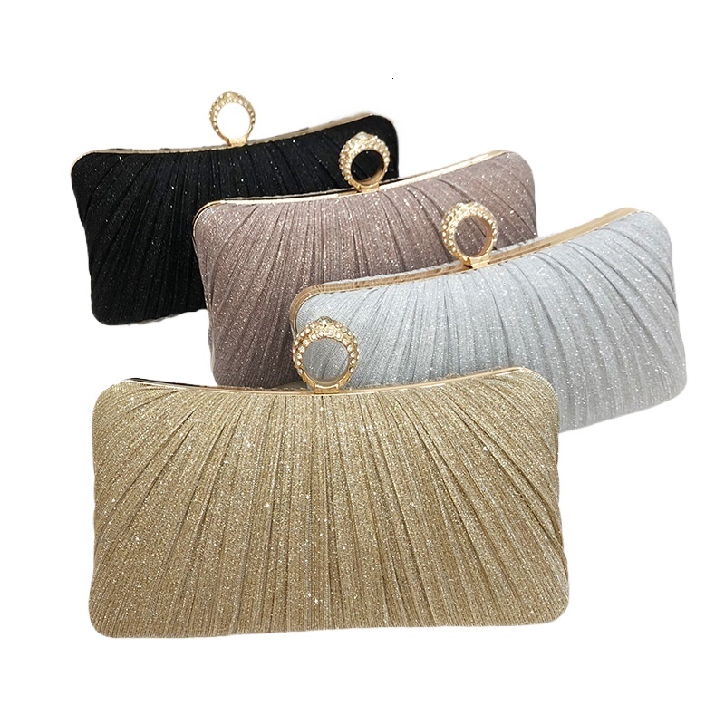 Folded Handheld Evening New Chinese Style Banquet Women's Oblique Cross Hundred Pleated Dress Qipao Bag