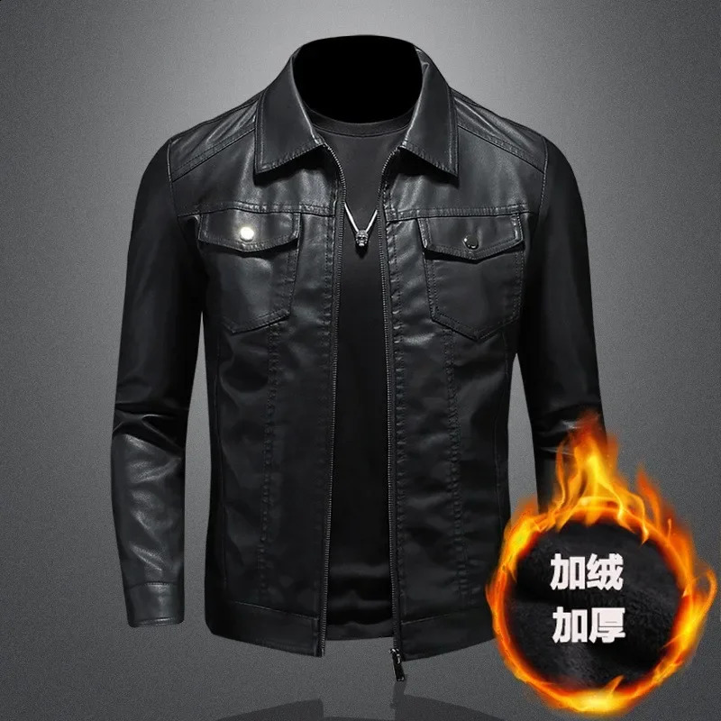 Male Streetwear Leather Jacket Men Clothes Autumn Mens Motorcycle Jackets Lapel Zipper Fashion Slim PU Coats Spring 250109