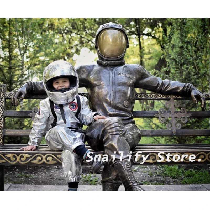 SNAILIFY Silver Spaceman Jumpsuit Boys Astronaut Costume For Kids Halloween Cosplay Children Pilot Carnival Party Fancy Dress W250117
