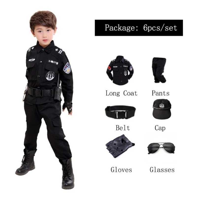 Cosplay Children Policeman Costumes Kids Christmas Party Carnival Police Uniform Halloween Boys Army Policeman Clothing Gift Set W250117