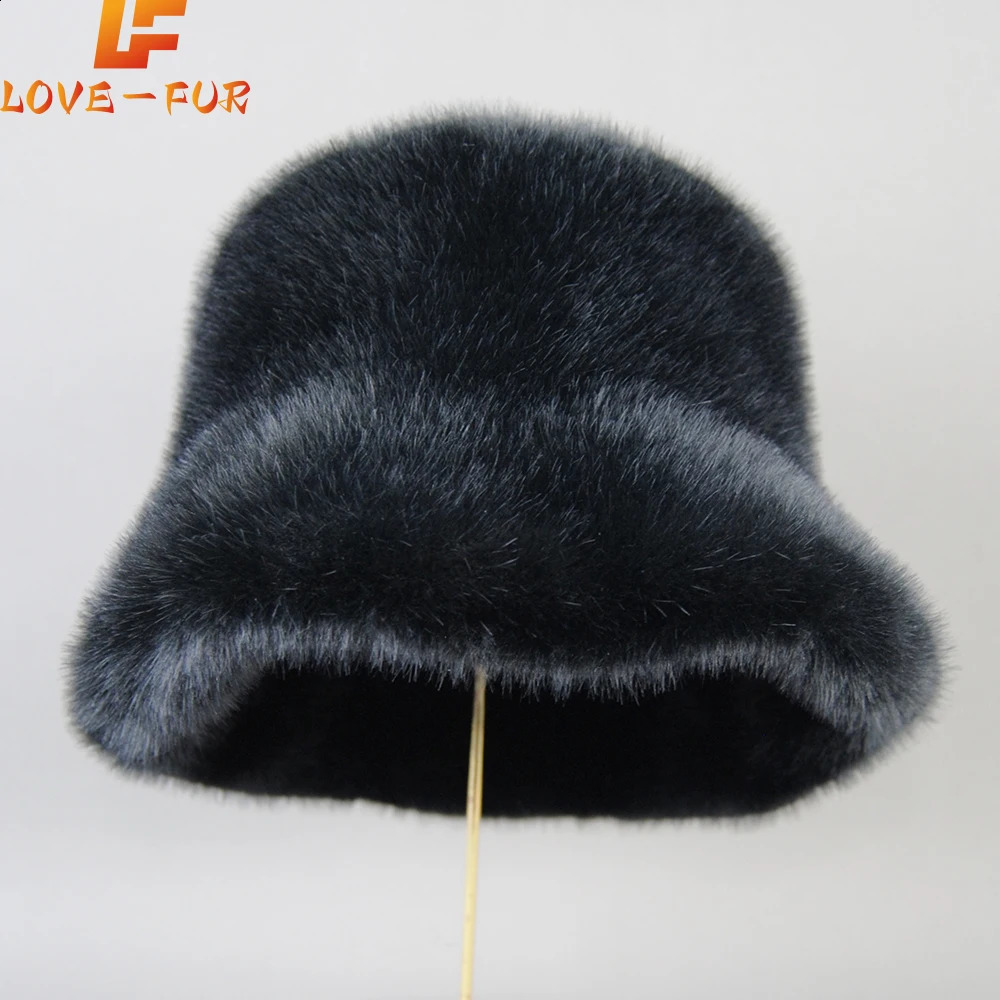 mink beret elegant womens winter hat fashionable faux fur hat knitted warm mink bean hat 250109