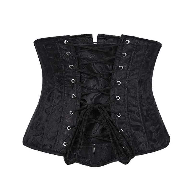 23cm Short Torso 24 Spiral Steel Boned Corset Floral Slimming Waist Shapewear Jacquard Underbust Corset Gothic Busiter 8130 W250120