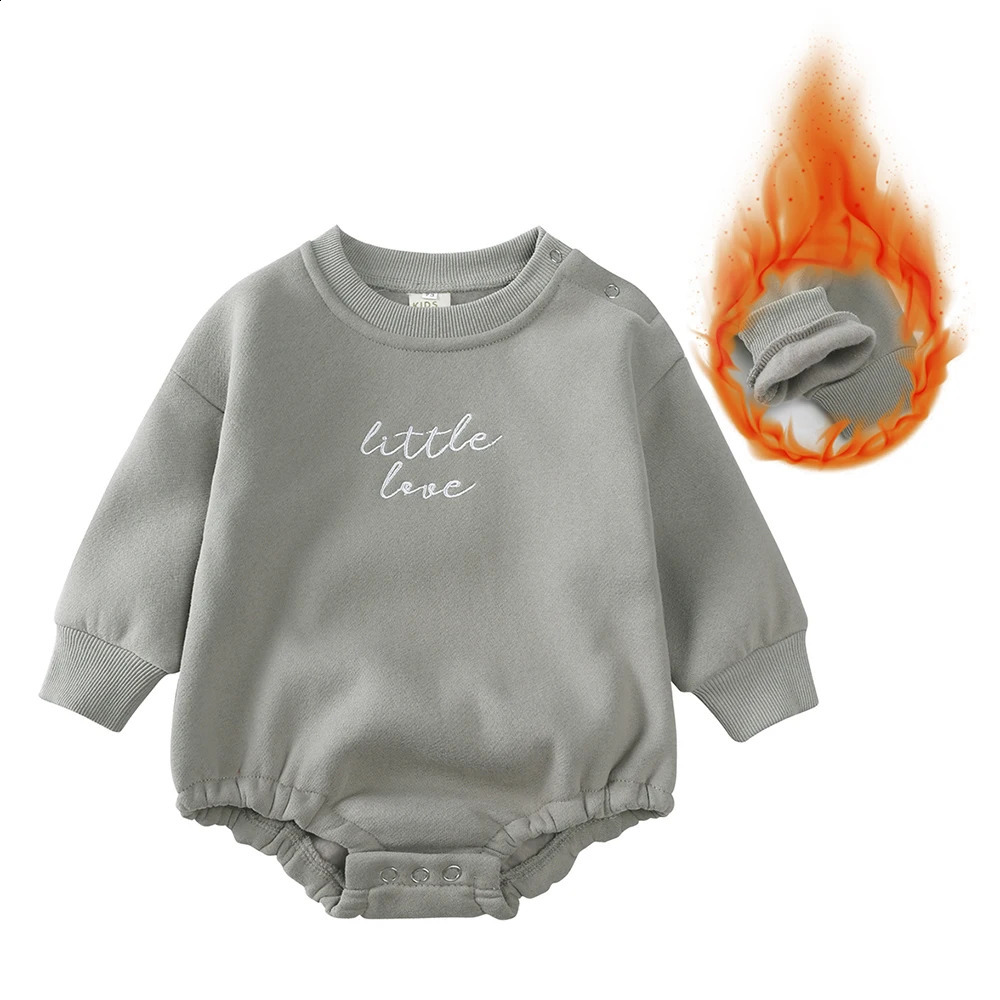 Winter Baby Romper born Clothes Thicken Fleece Pyjamas Little Love Embroidery Infant Boy Girl Onesies Toddler Jumpsuits 250117