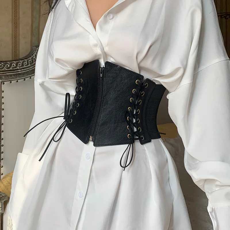 Fashion Punk Corset Wide Belts Women Slimming Body Elastic Bustier Waistband PU Leather Hip Hop Gothic Dress Girdle Body Shaper W250120