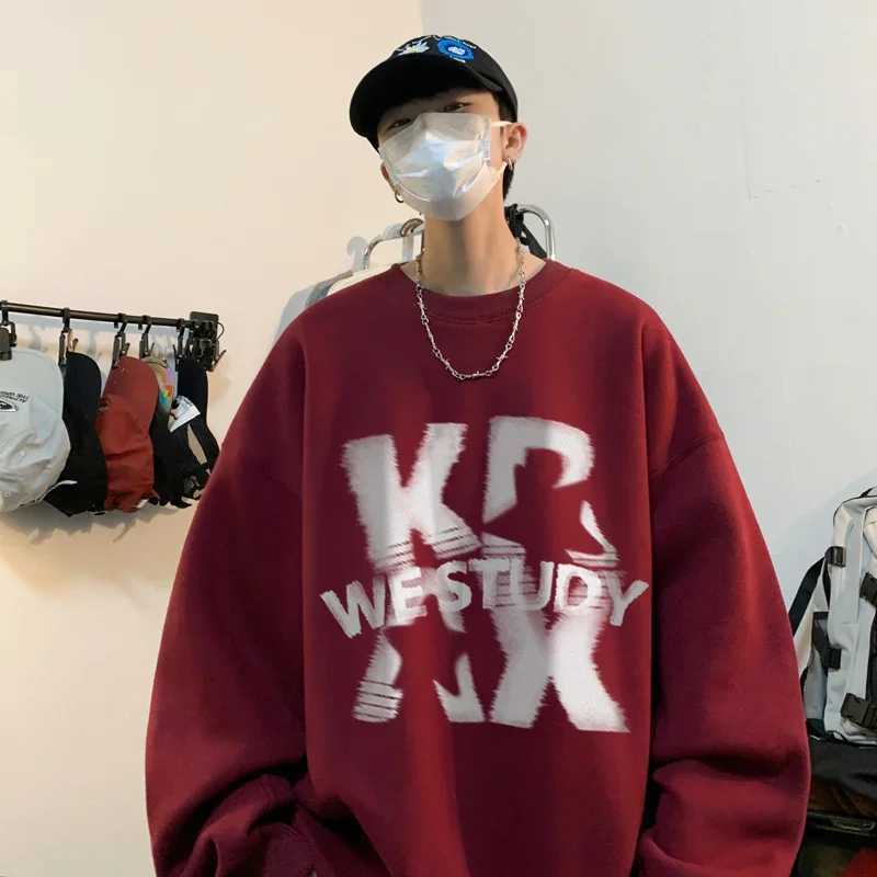 Mens Gothic letter Crewneck sweatshirt autumn hip-hop fashion wool pullover hoodie Hombre Y2K streetwear oversized clothing W250117