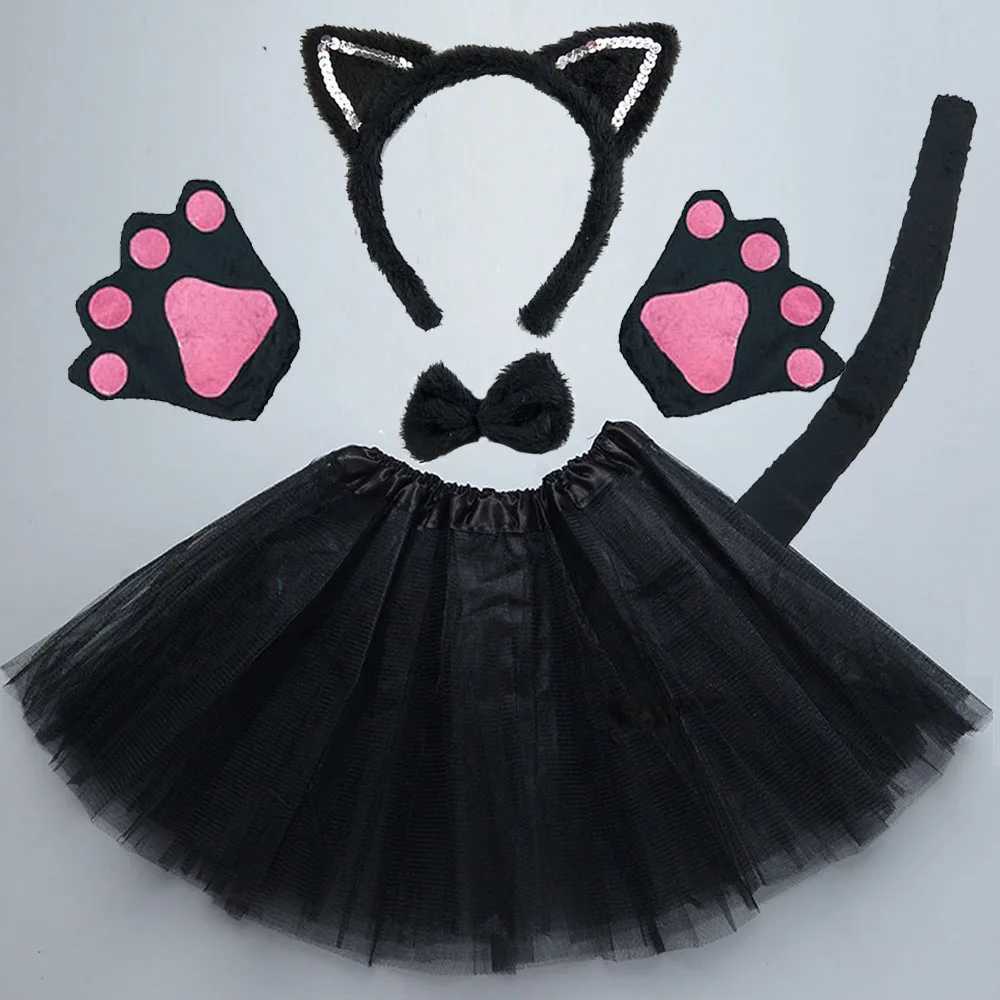 Halloween Party Kids Cosplay Festival Performance Costume Children Cute Cat Ears Gloves Stage Performance Suit Birthday Gift W250117