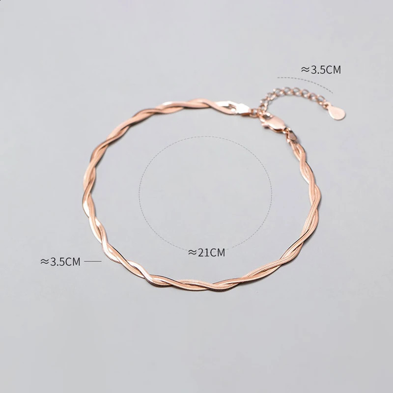 MIQIAO Womens Double layer Snake Chain Foot Bracelet 925 Pure Silver Foot Jewelry Fashion Rose Gold Color Decoration Platform 250110