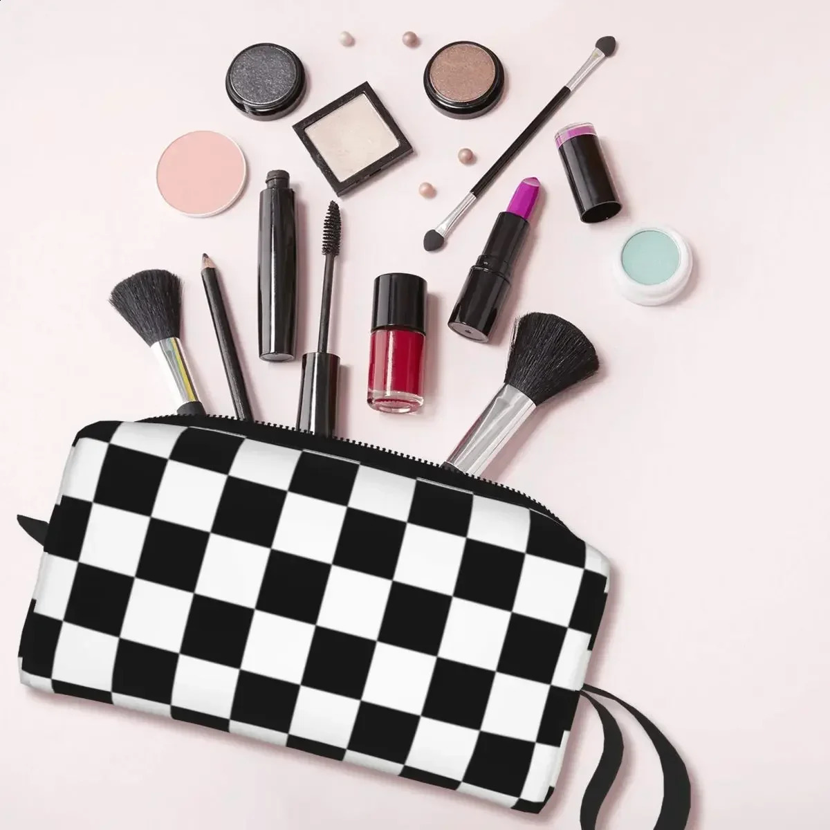 Ska Checkerboard Cosmetic Bag Women Kawaii Large Capacity Reggae Music Makeup Case Beauty Storage Toiletry Bags 250120